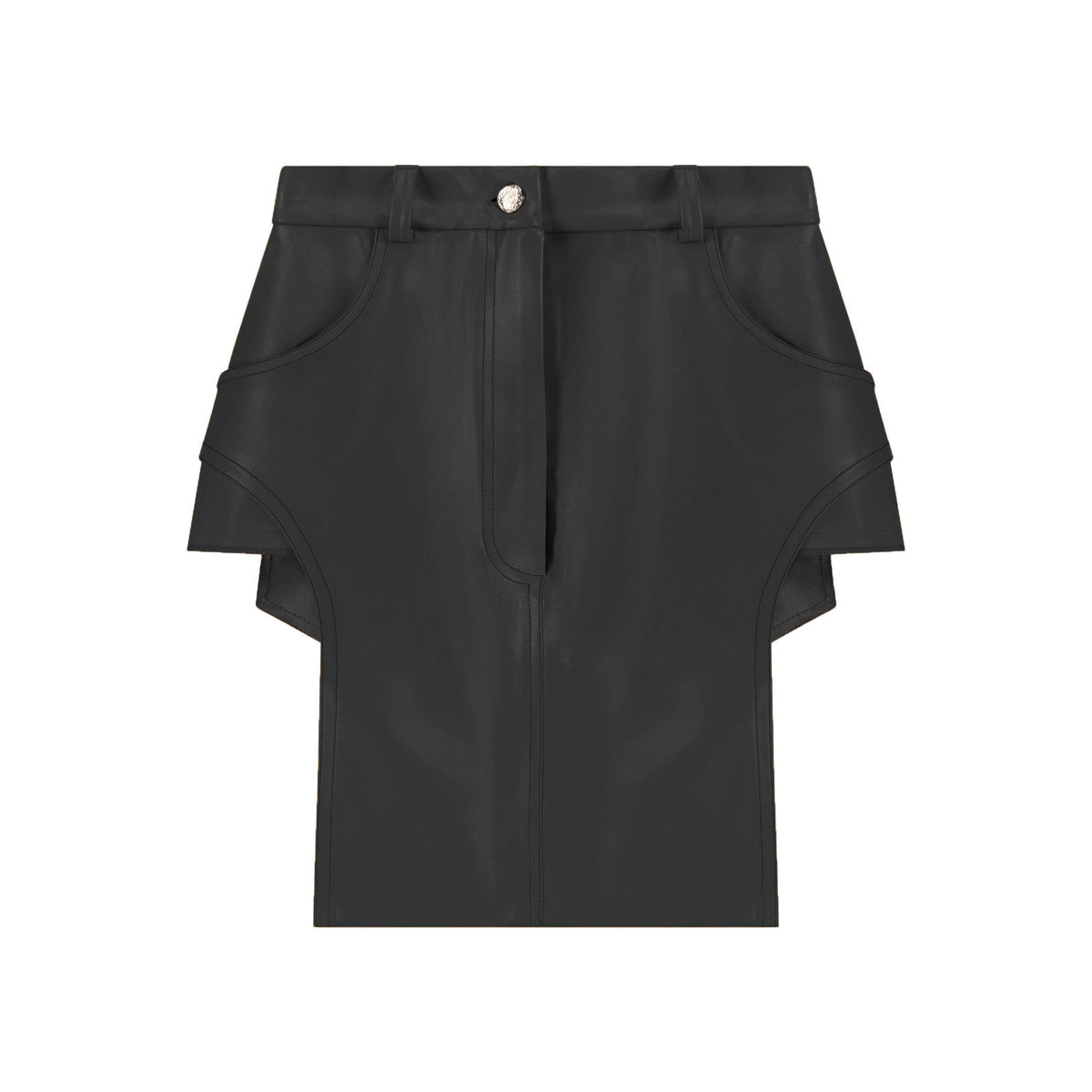 Black Faux Leather Cut Out Skirt