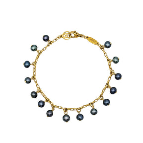 Black Pearl Charm Bracelet