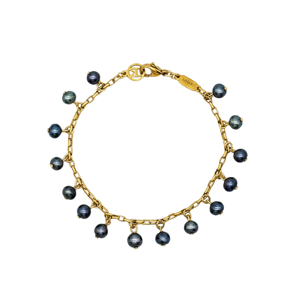 Black Pearl Charm Bracelet