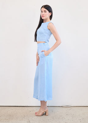 Boat Neck Crop Top In Cupro