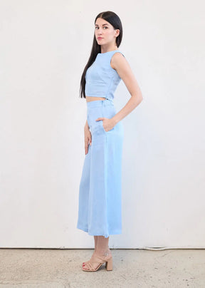 Boat Neck Crop Top In Cupro