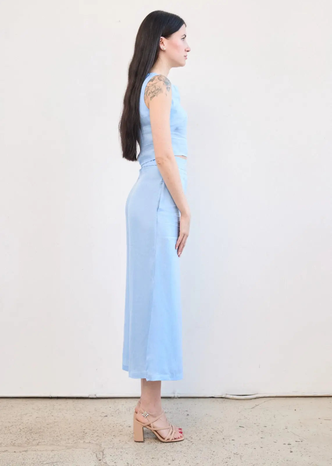 Boat Neck Crop Top In Cupro