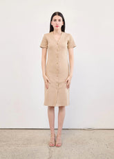 Button Down Dress In Cotton & Elastane