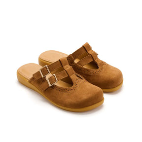 Camel Suede Women's Mary Jane Clogs
