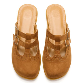 Camel Suede Women's Mary Jane Clogs