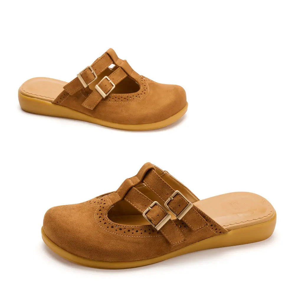 Camel Suede Women's Mary Jane Clogs