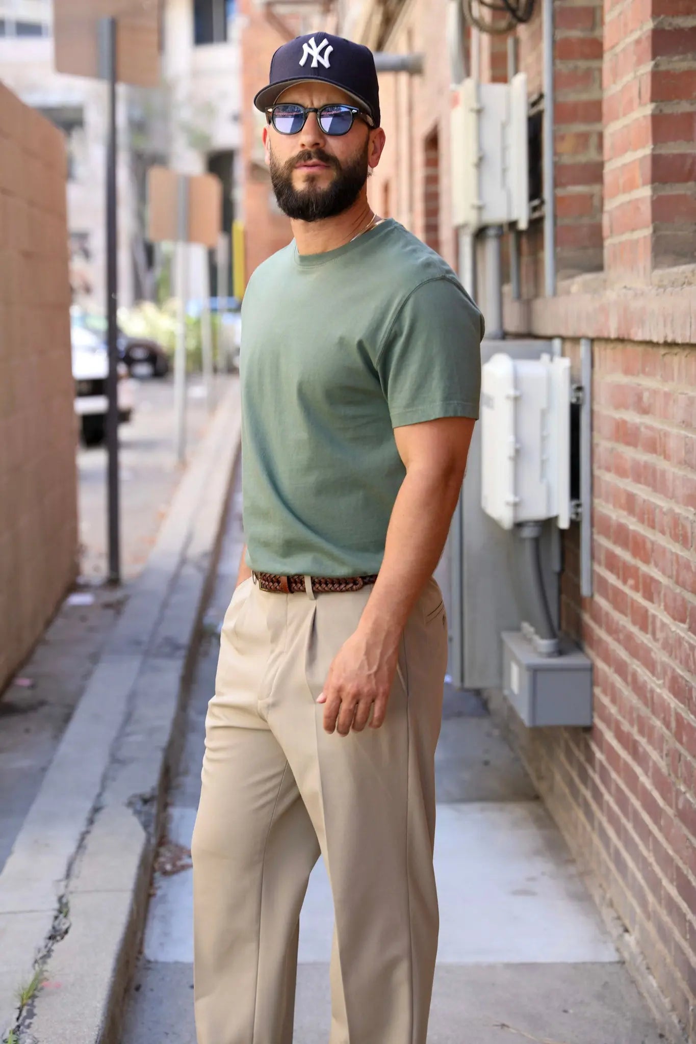 Mid-weight Slim tee Sage