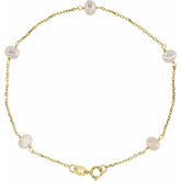 Five Station Freshwater Pearl Bracelet in 14K Gold