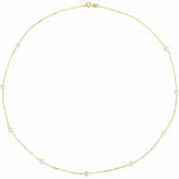 Freshwater Pearl Station Necklace in 14K Gold