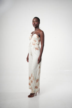 Costamar Linen-blend Halter Wide-leg Jumpsuit