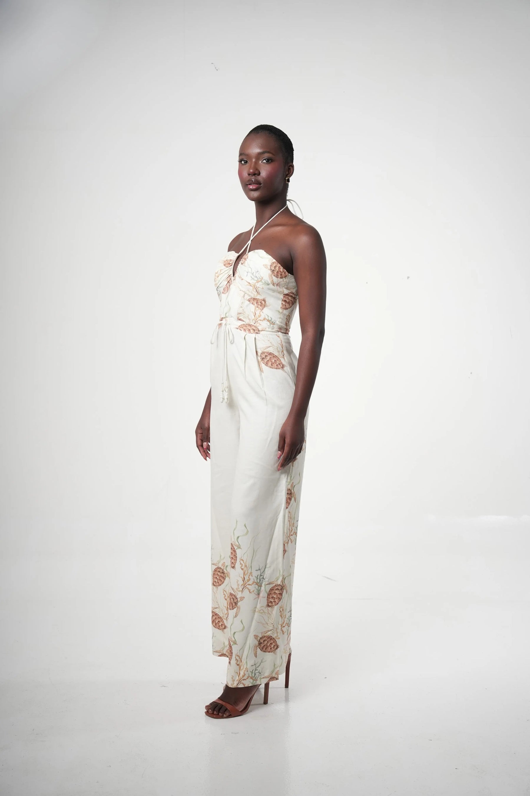 Costamar Linen-blend Halter Wide-leg Jumpsuit