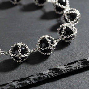 Caged Onyx Silver Necklace