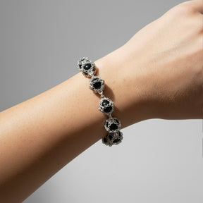Caged Black Onyx Gemstone Bracelet in Silver