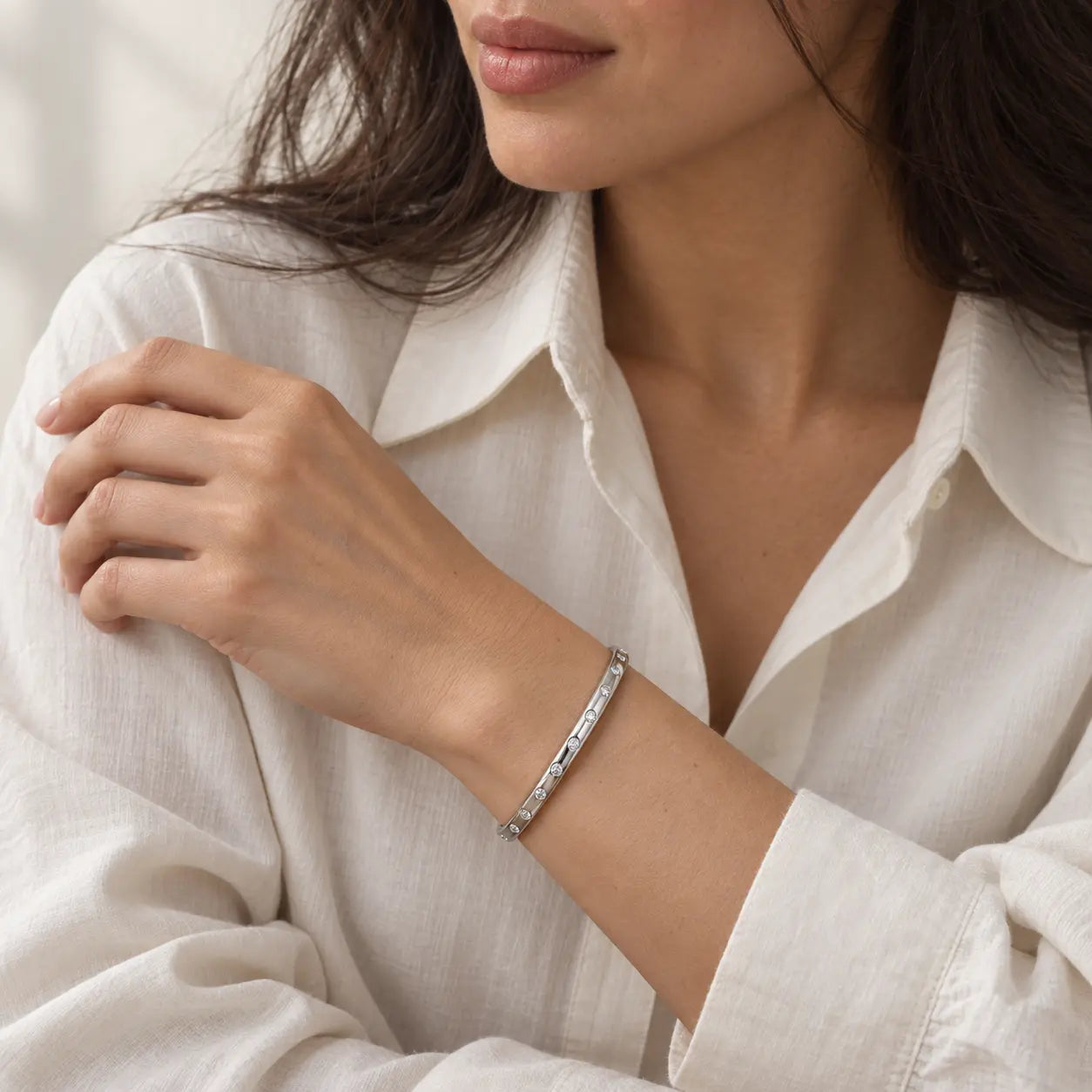 1/2 CT Natural Diamond Bangle in 14K Gold