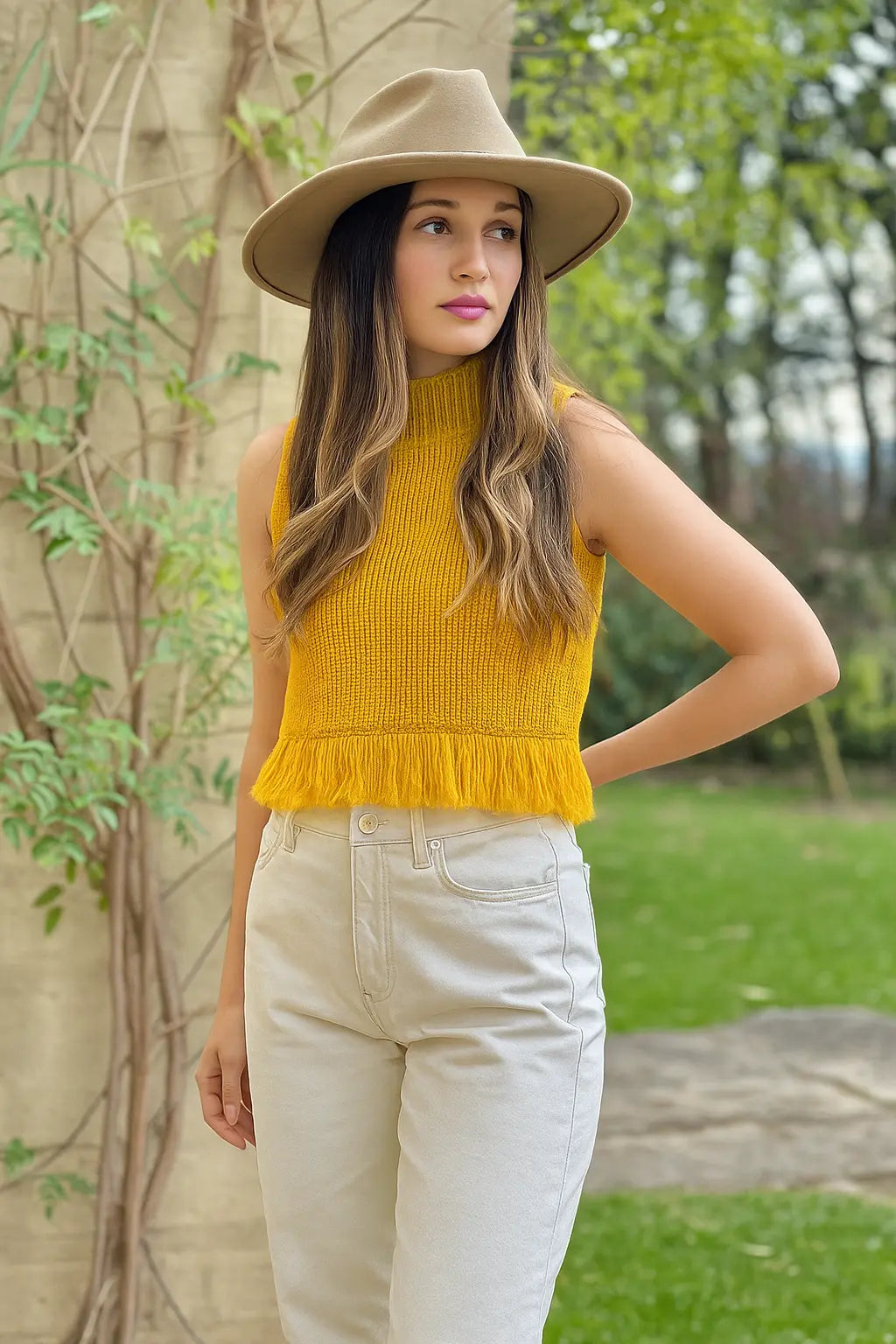 SWEATER CAMILA FLECOS MOSTAZA