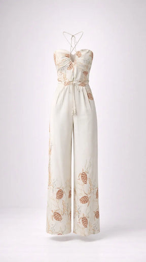 Costamar Linen-blend Halter Wide-leg Jumpsuit