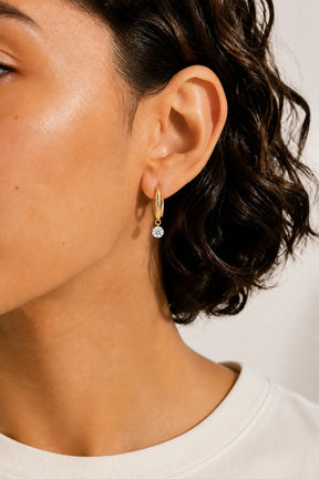 1/3 CT Drilled Natural Diamond Hinged Hoop Earrings in 14K Gold
