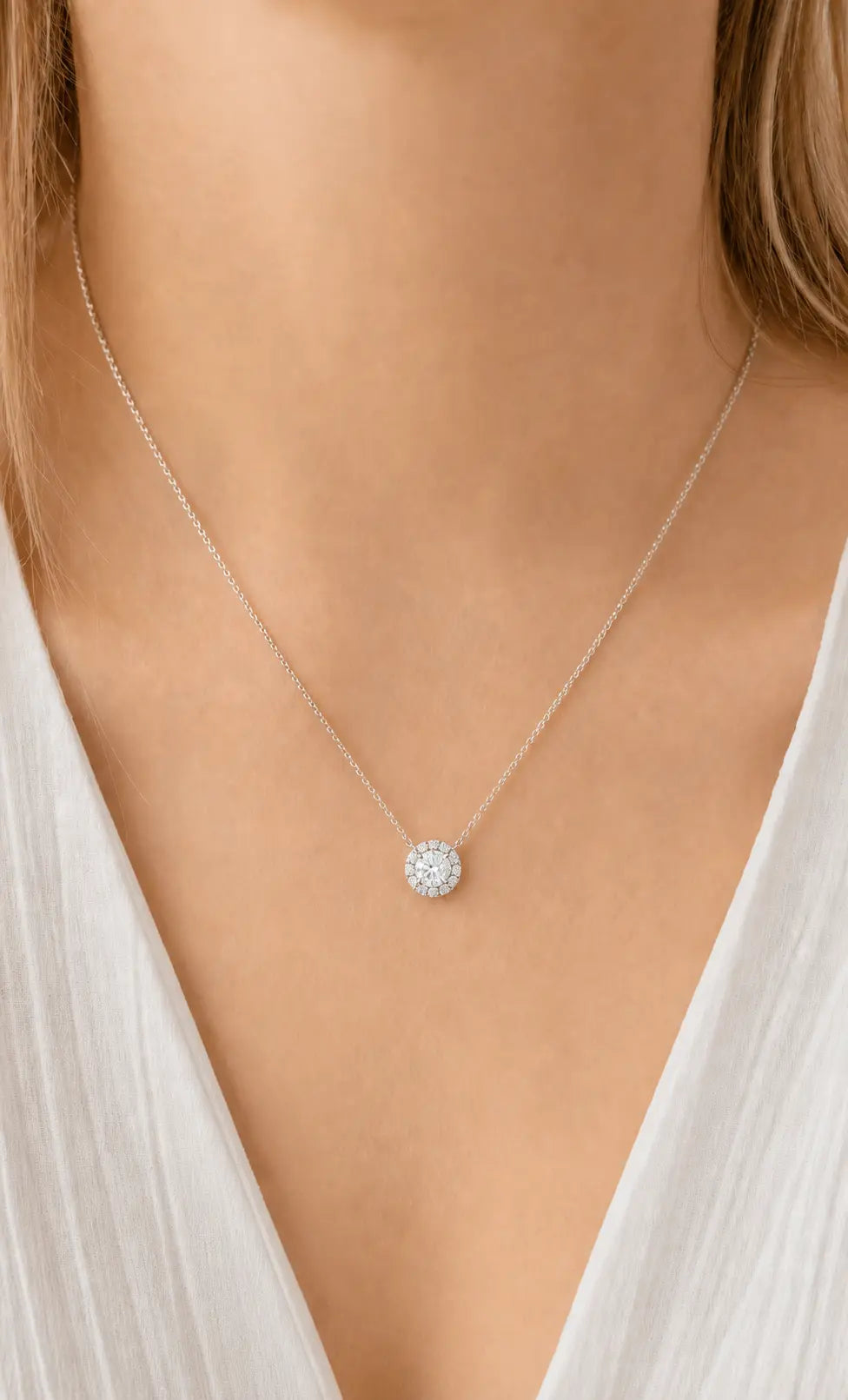 1 CT Lab-Grown Diamond French-Set 16-18" Necklace in 14K Gold