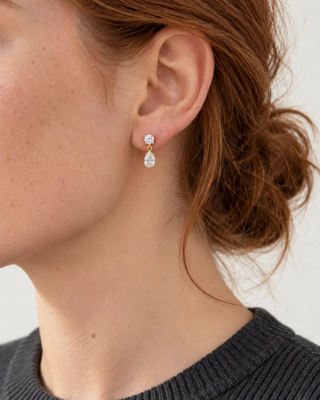 1 1/6 CT Lab-Grown Diamond Two-Stone Earrings in 14K Gold
