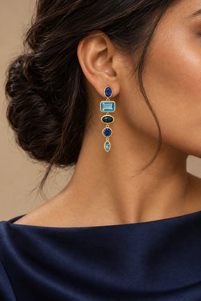 Sapphire & Topaz Dangle Earrings in 14K Gold