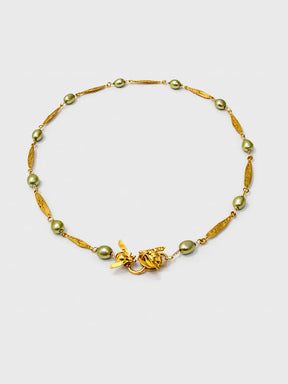 Collar Alas Y Perlas Verde
