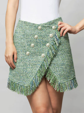 Cora Asymmetrical Tweed Bouclé Mini Skirt