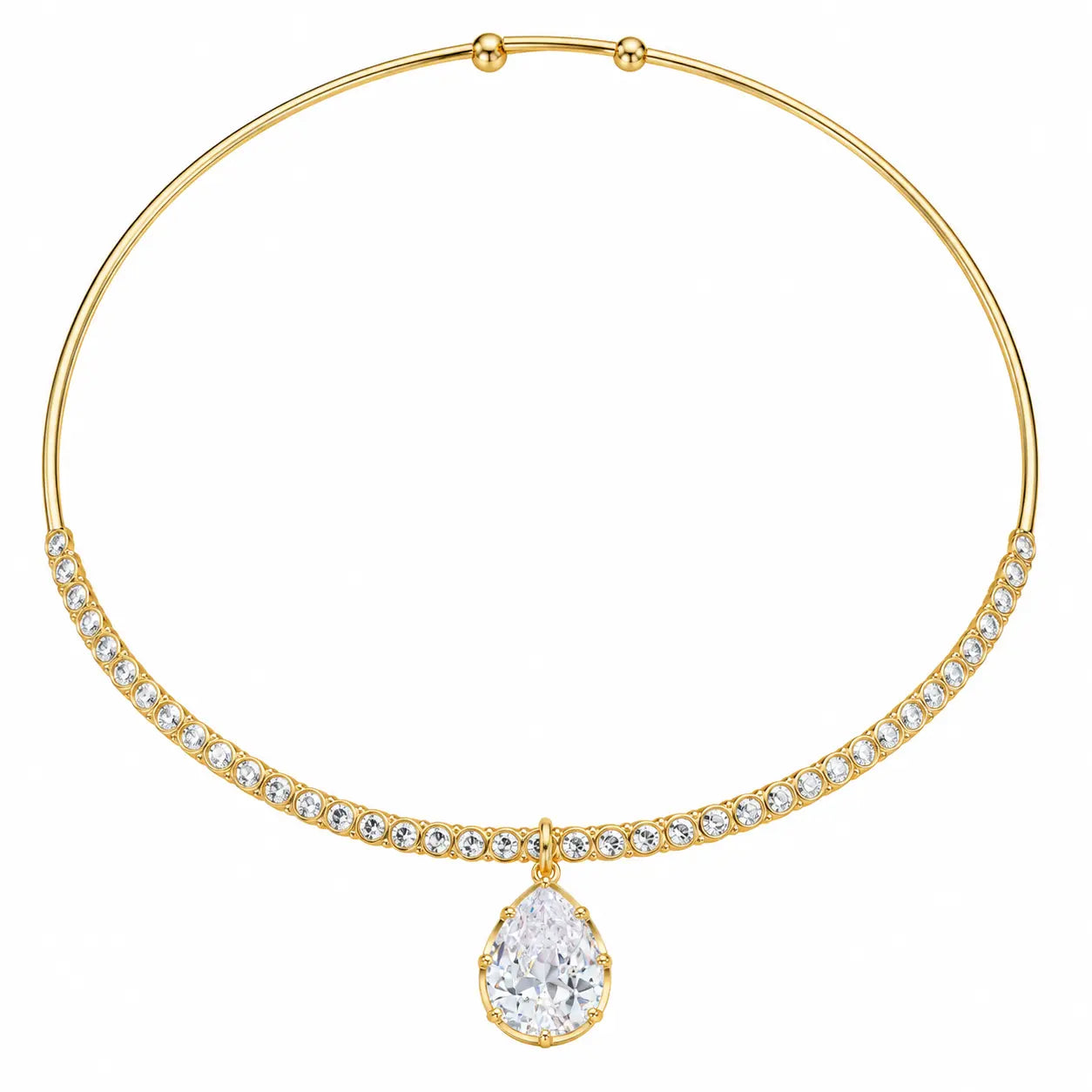 Gold Choker with Pear Shape Charm
