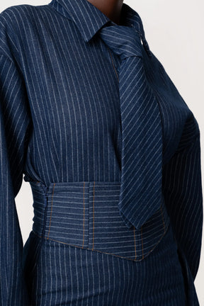 Denim Pinstripe Mika Necktie