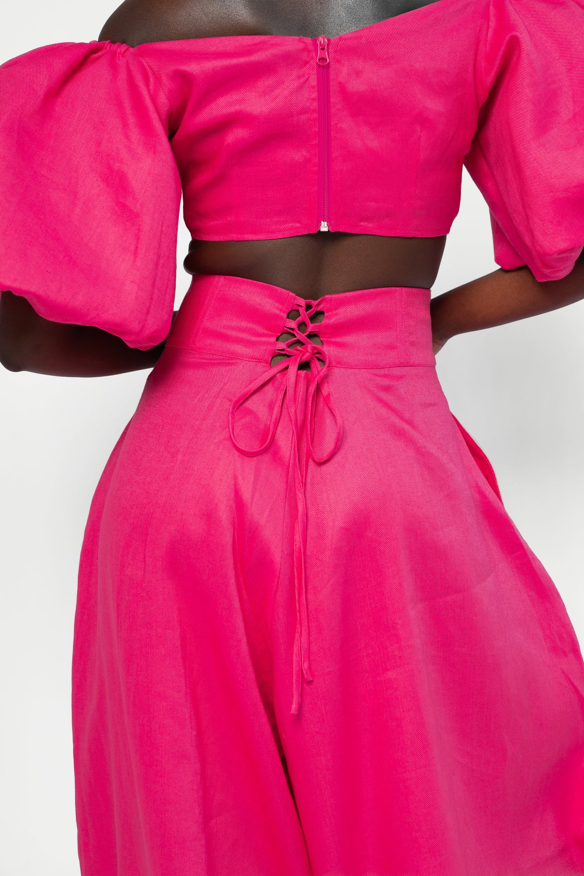 Linen KIARA Wide Leg Pants in Pink