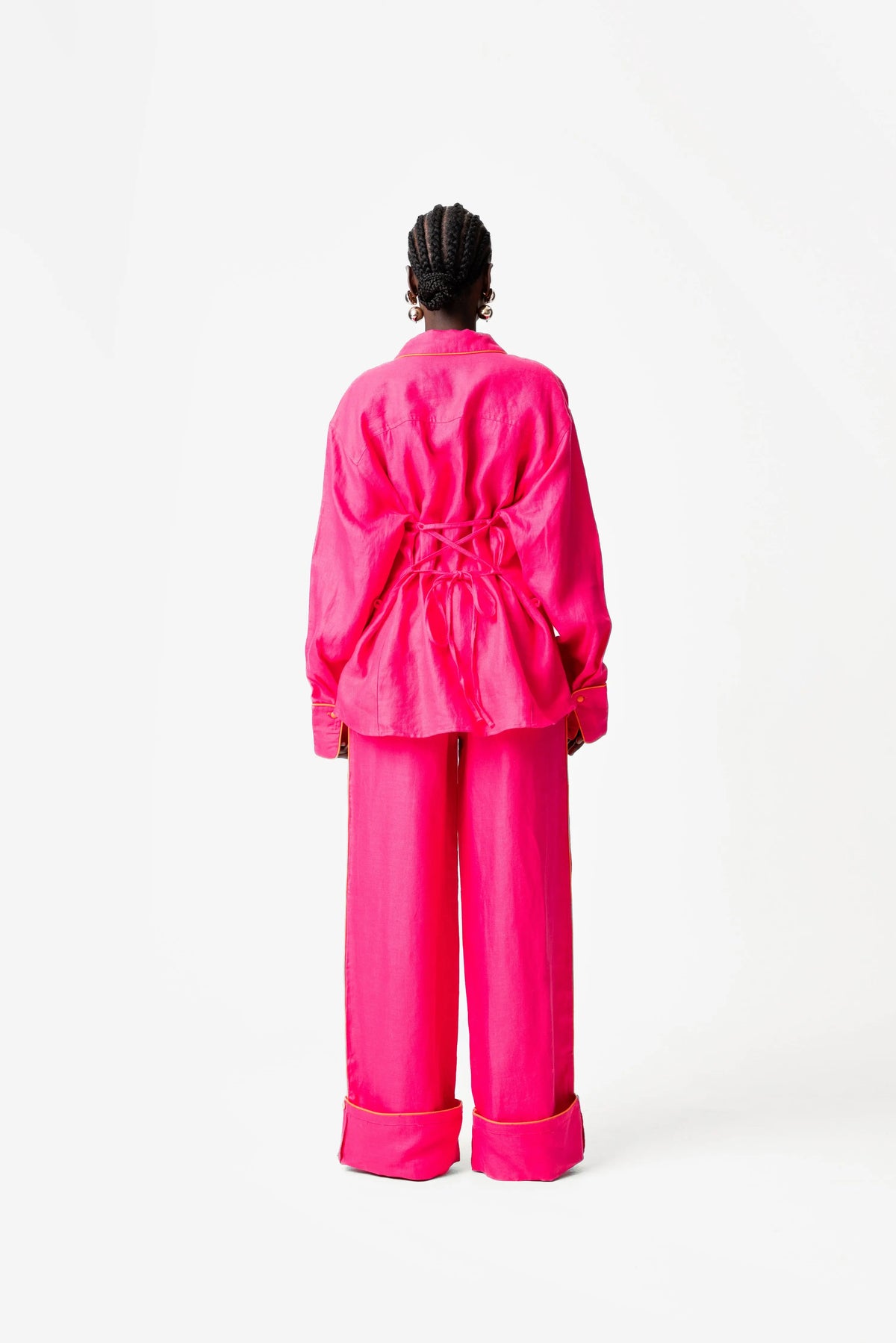 Linen NIKKI Wide Leg Pants in Pink (3 LENGTH)