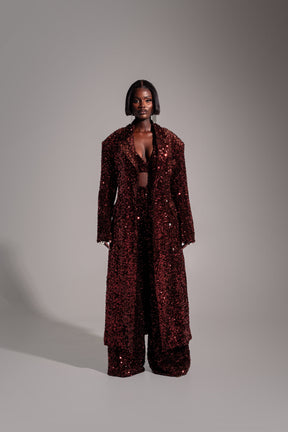 LIZA Sequin Long jacket in BRONZITE
