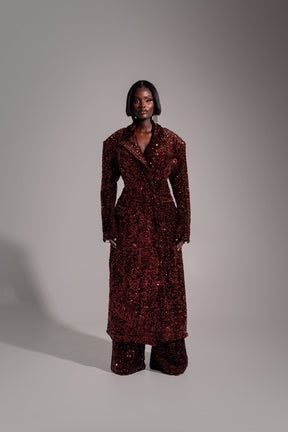 LIZA Sequin Long jacket in BRONZITE