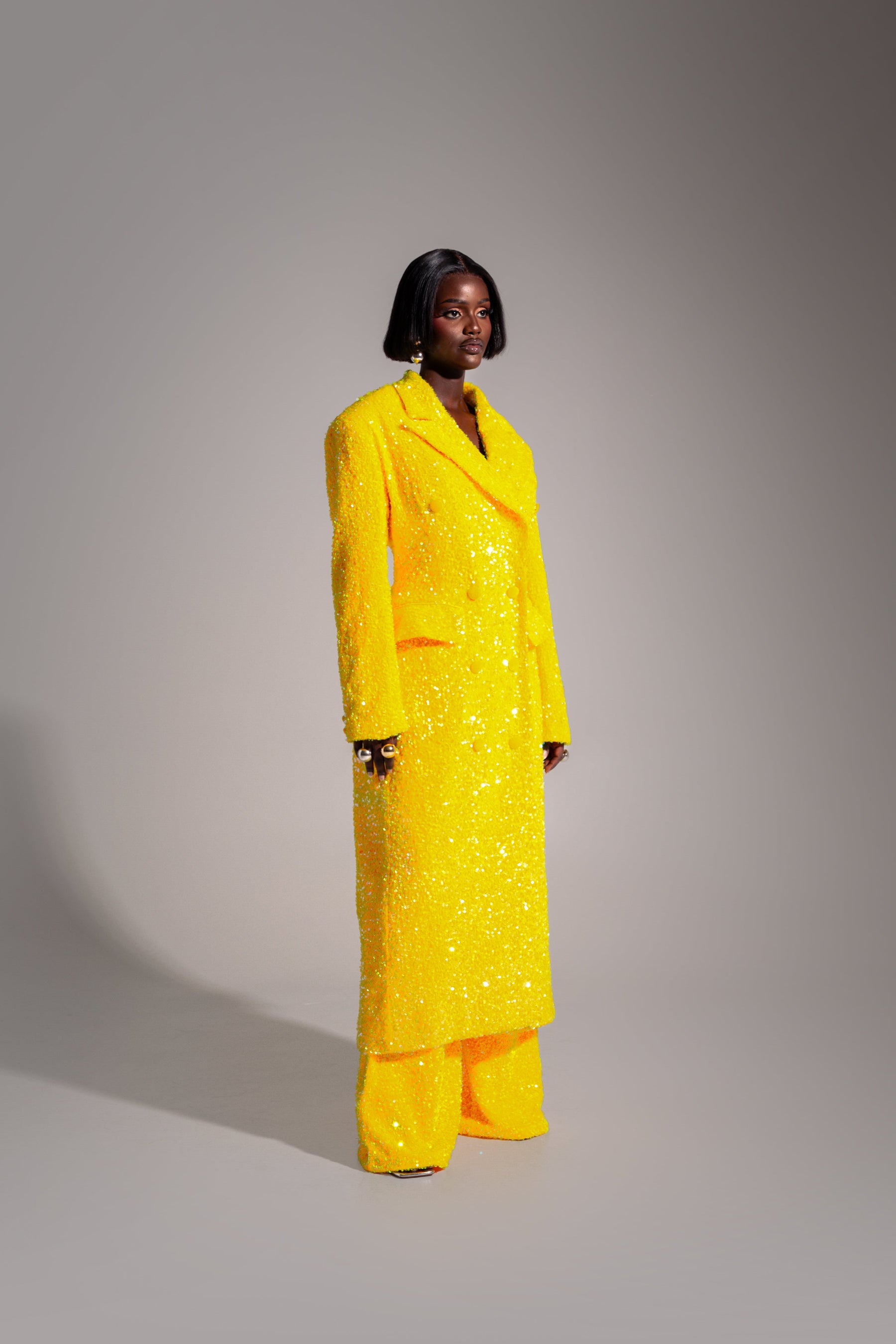 LIZA Sequin Long Jacket in AMBER