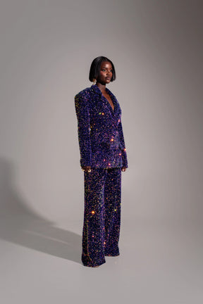 Liza Sequin Pants In Tanzanite