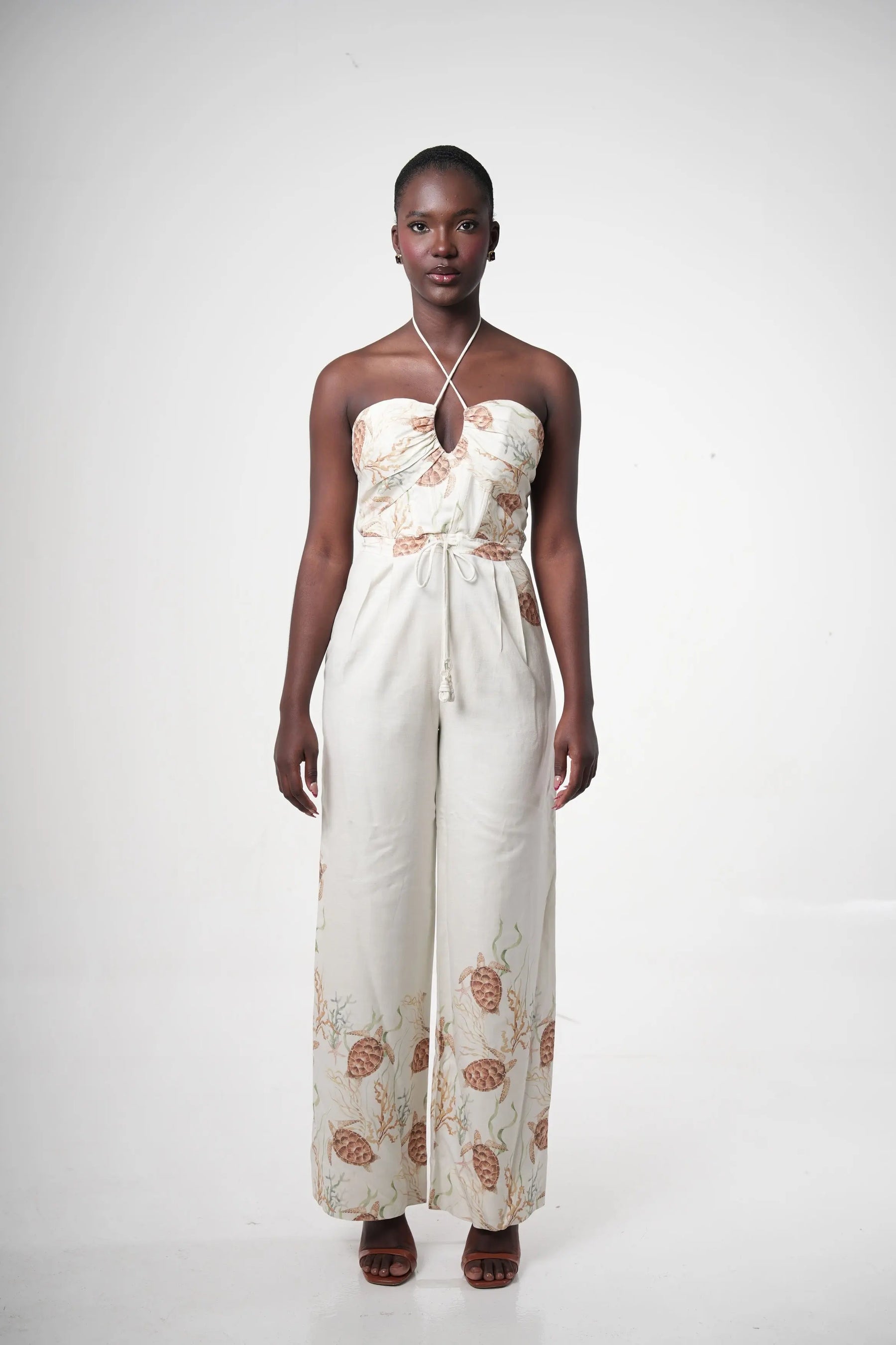 Costamar Linen-blend Halter Wide-leg Jumpsuit