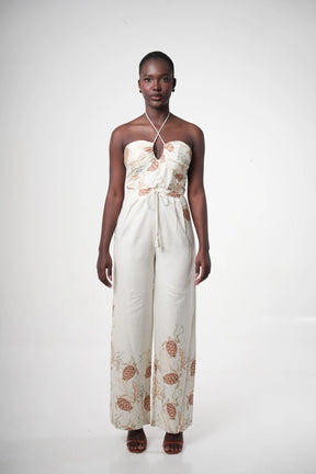 Costamar Linen-blend Halter Wide-leg Jumpsuit