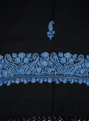 Azure Paisley Noir Aari Machine Embroidered Shawl
