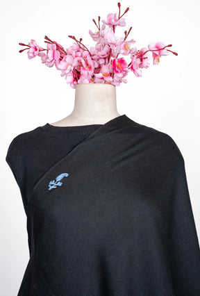 Azure Paisley Noir Aari Machine Embroidered Shawl