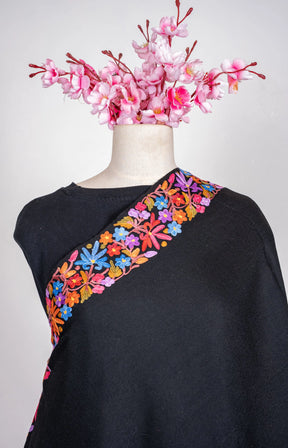 Festival Bloom Border Aari Machine Embroidered Shawl