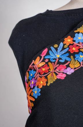 Festival Bloom Border Aari Machine Embroidered Shawl