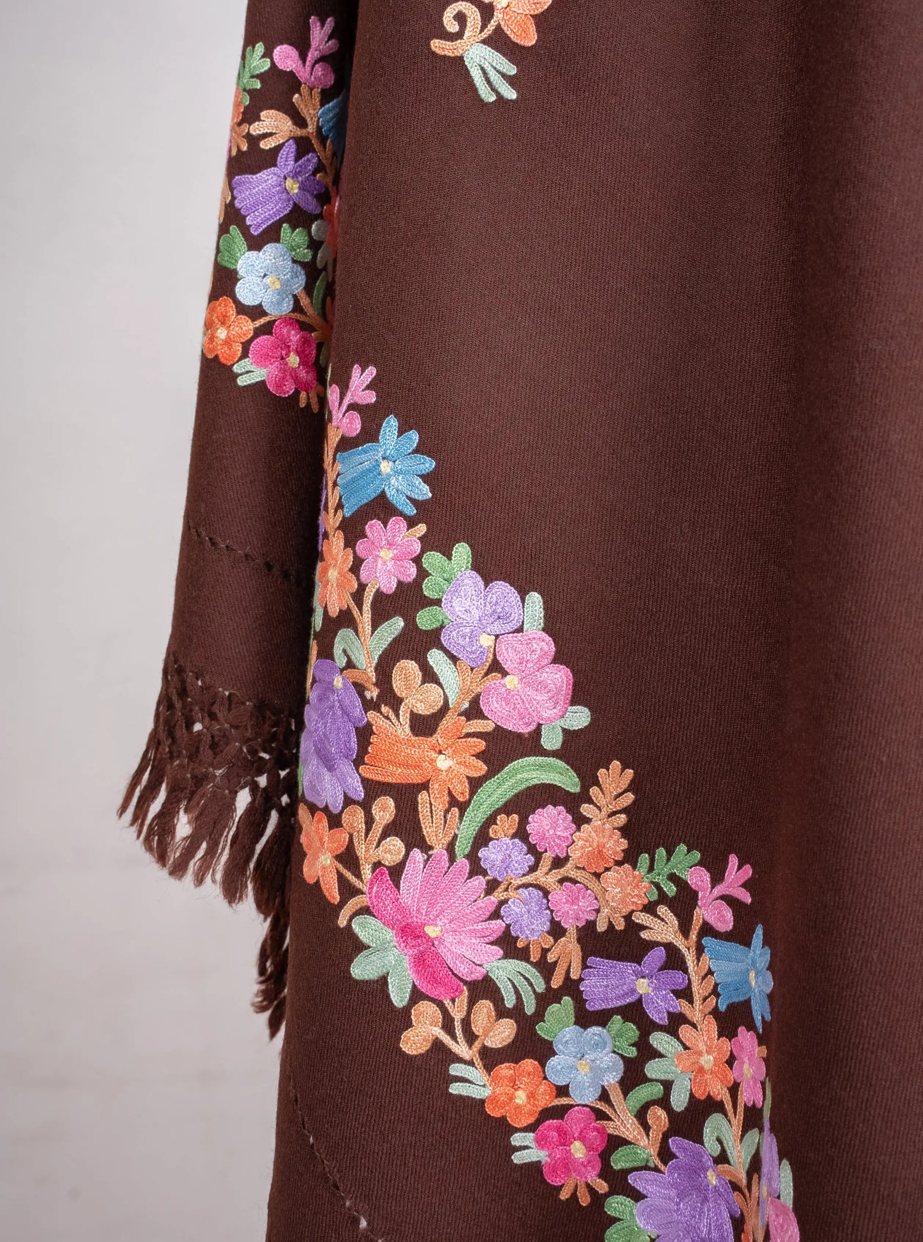 Autumn Meadow Aari Machine Embroidered Shawl