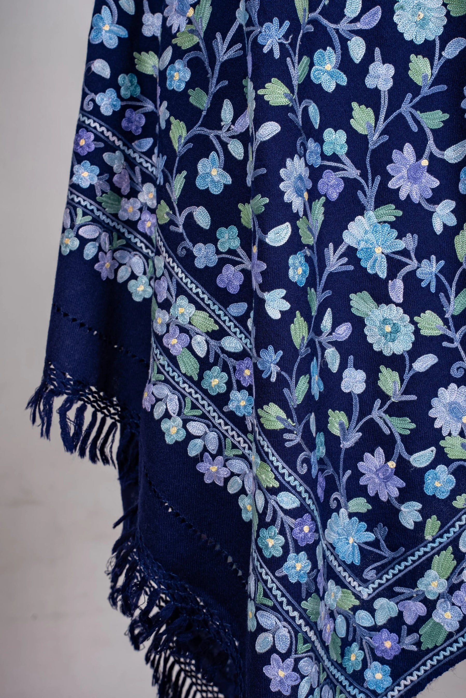 Sapphire Meadow Aari Machine Embroidered Shawl