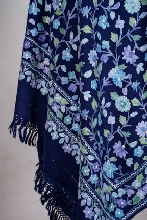 Sapphire Meadow Aari Machine Embroidered Shawl