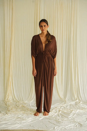 Awaken Jumpsuit in Chocolate