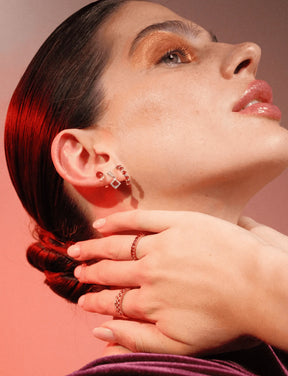 Princess-Cut Ruby & Diamond Drop Earrings