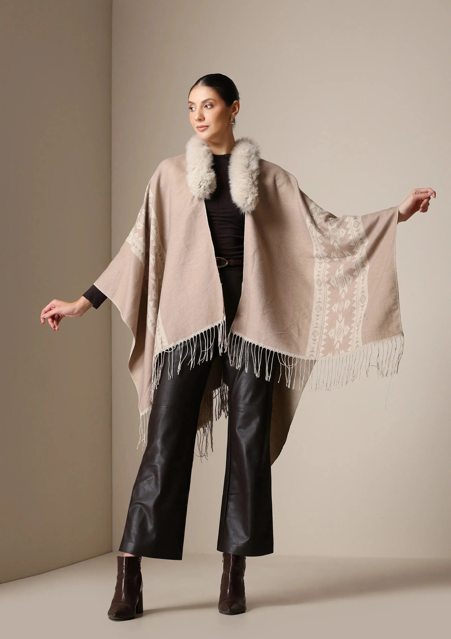 Dusala Vegan Fur Cape – The Luxe Winter Essential