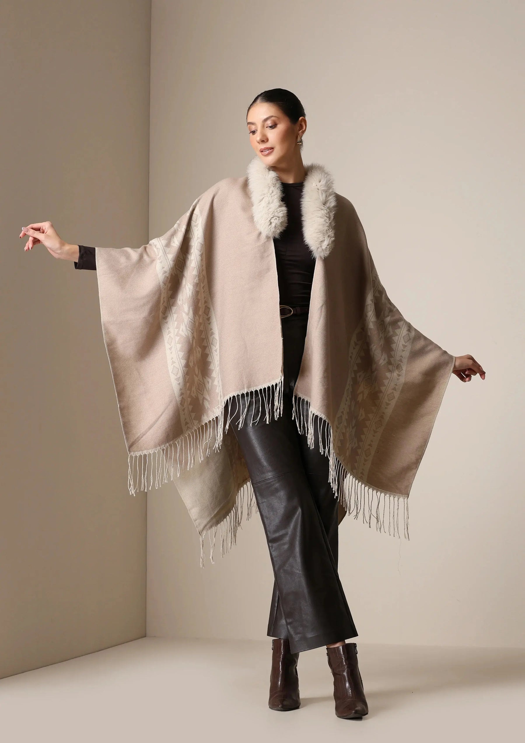 Dusala Vegan Fur Cape – The Luxe Winter Essential