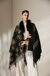 Dusala Midnight Bloom Vegan Fur Cape
