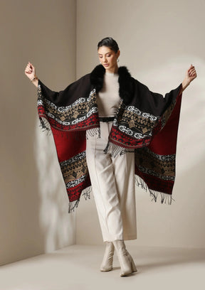 Dusala Crimson Luxe Vegan Fur Cape
