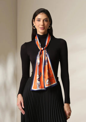 Dusala Equestrian Orange Silk Scarf set